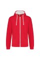 Heren Hoodie met rits Kariban K466 RED-WHITE